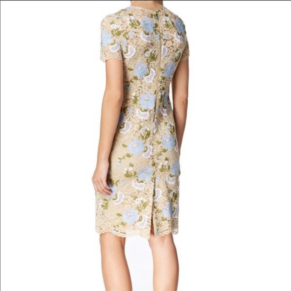 Calvin Klein Lace Dress Beige Floral Short Sleeve - Picture 5 of 8